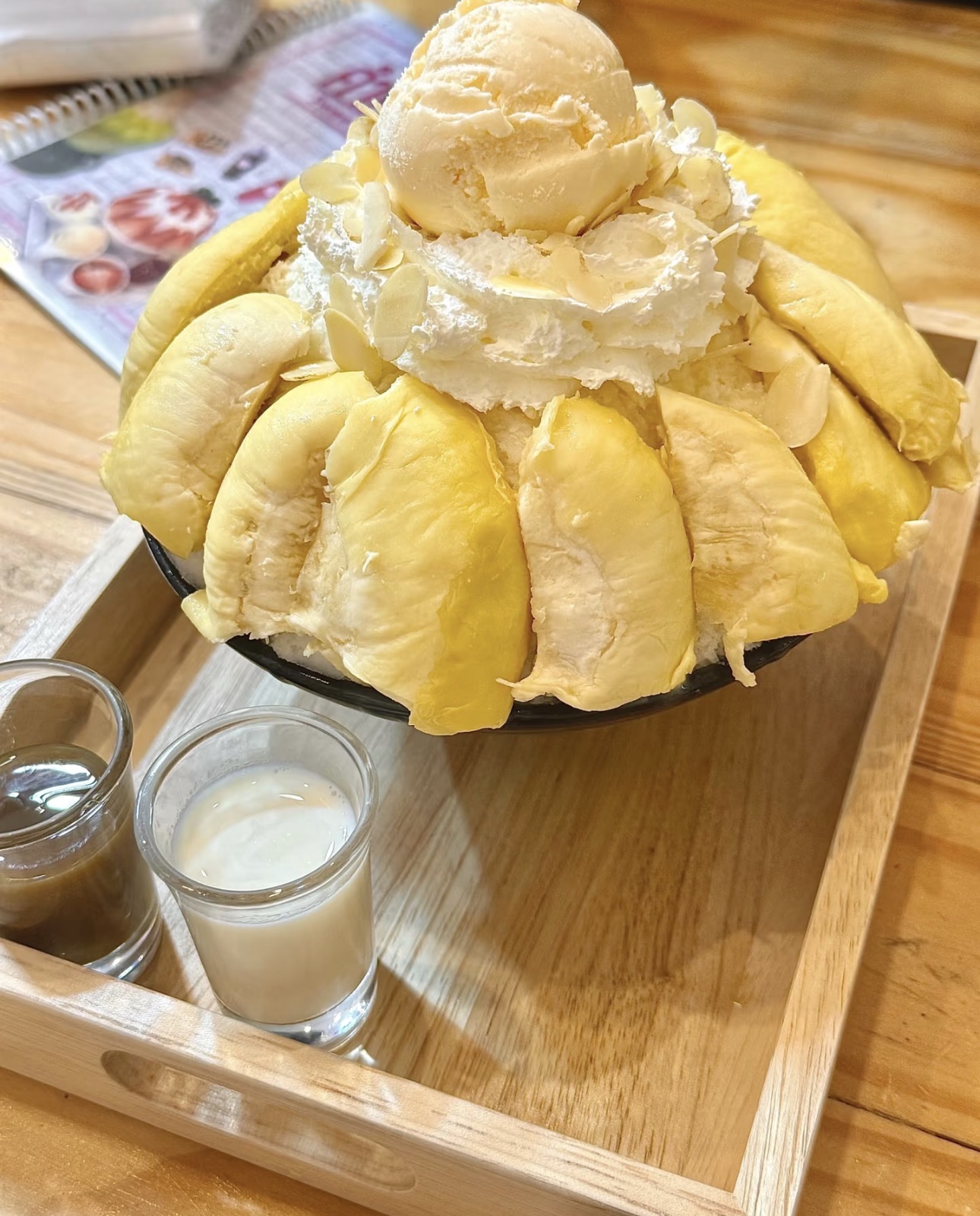 Durian vendor scene in Bangkok at night