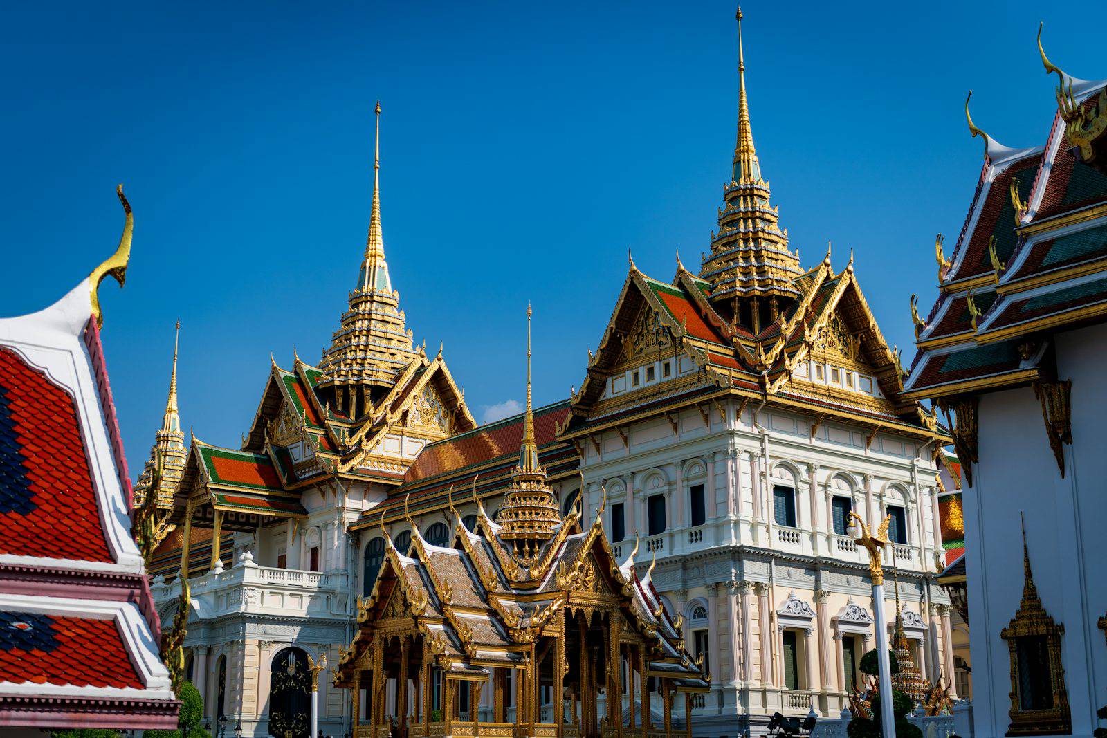 Grand Palace buildings and golden spires in Bangkok