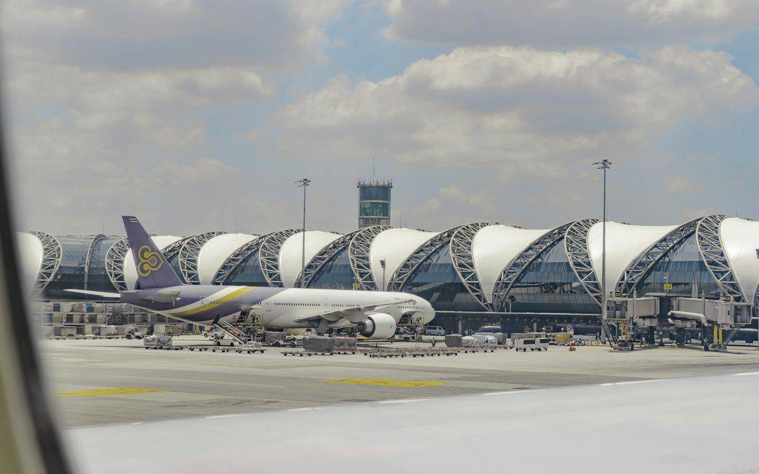 Aircraft parked at Suvarnabhumi Airport in Bangkok