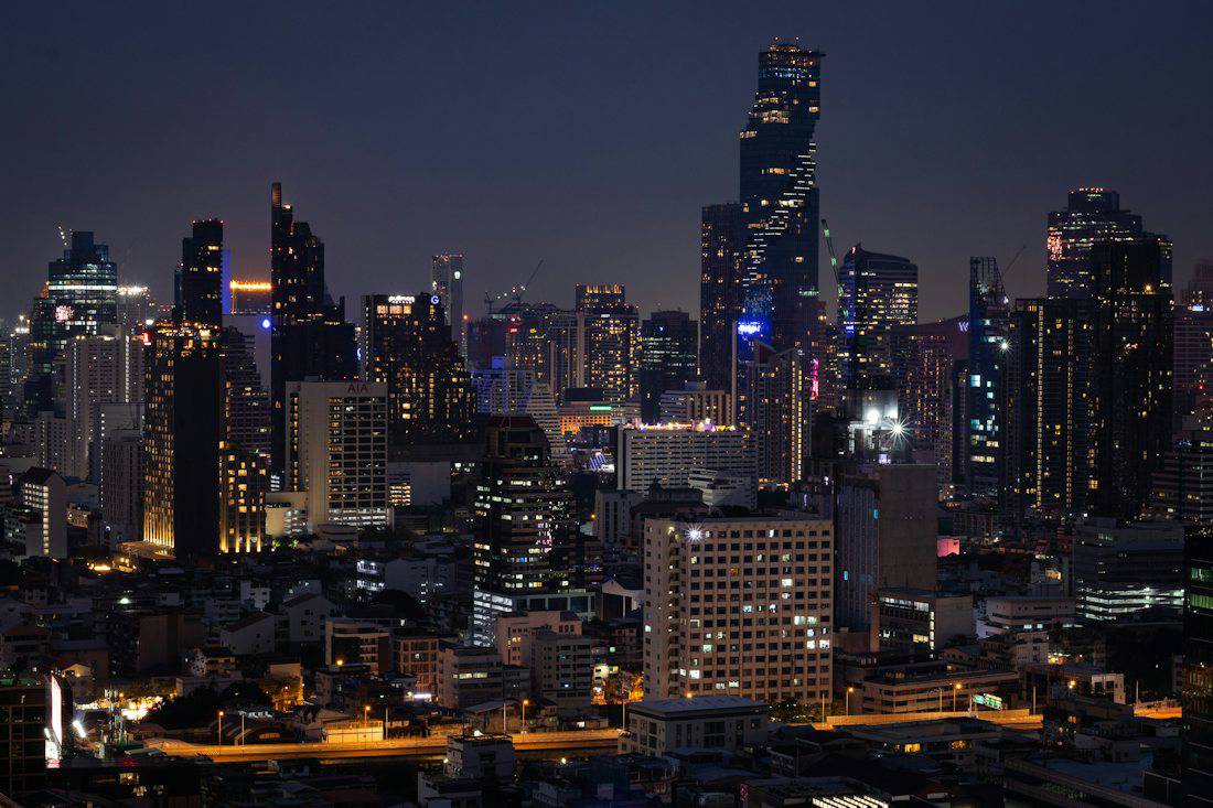 Bangkok skyline with Mahanakhon tower at night