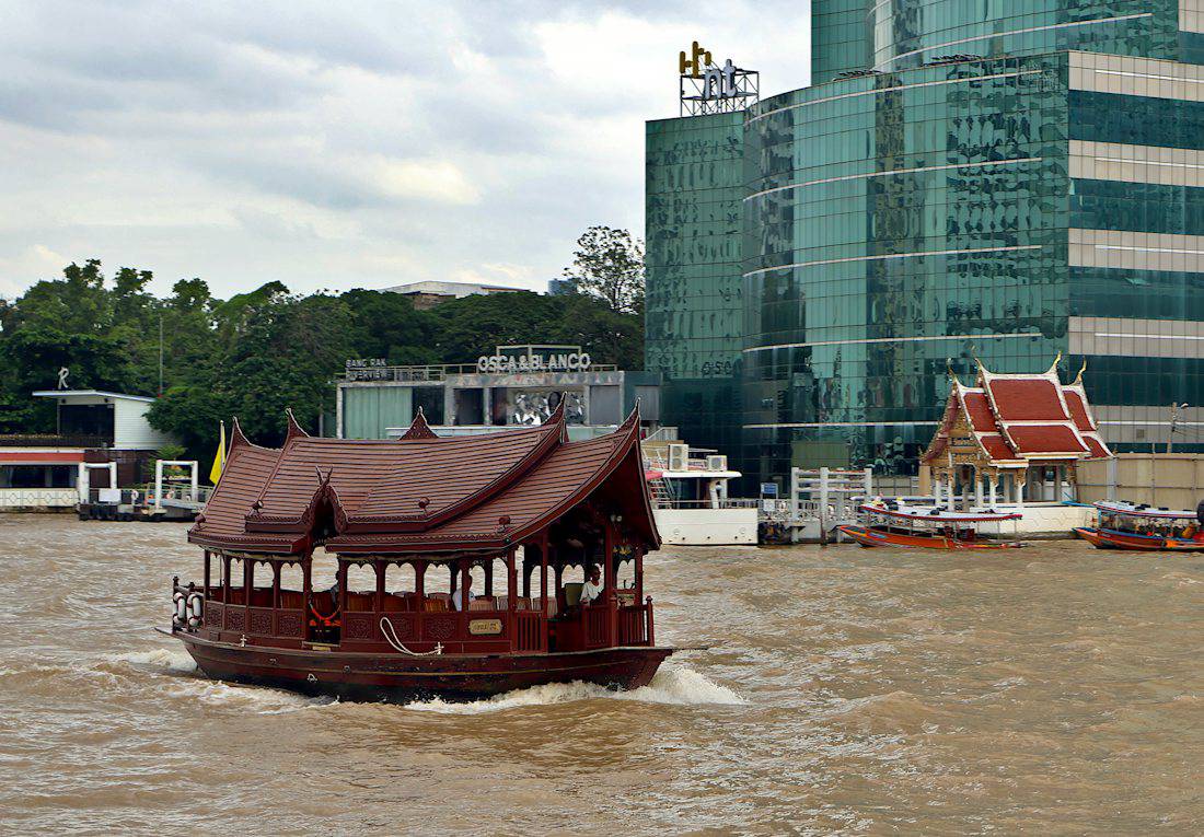 Hotel shuttle boat on the Chao Phraya River in Bangkok